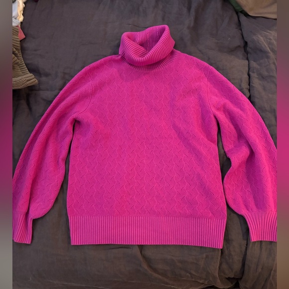 Trina Turk Sweaters - Trina Turk Vibrant Pink Turtleneck Sweater 100% Merino Wool